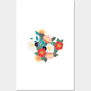 Elegant hand drawn floral and confetti design Posters and Art